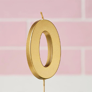 Gold Number 0 Candle