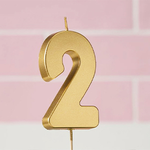 Gold Number 2 Candle