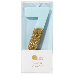 Blue Number 7 Candle