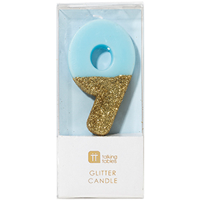 Blue Number 9 Candle
