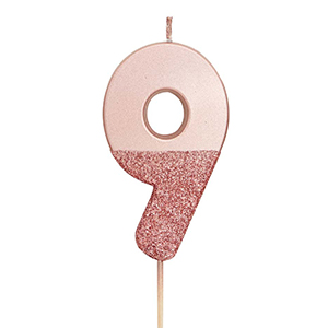 Rose Pink Number 9 Candle